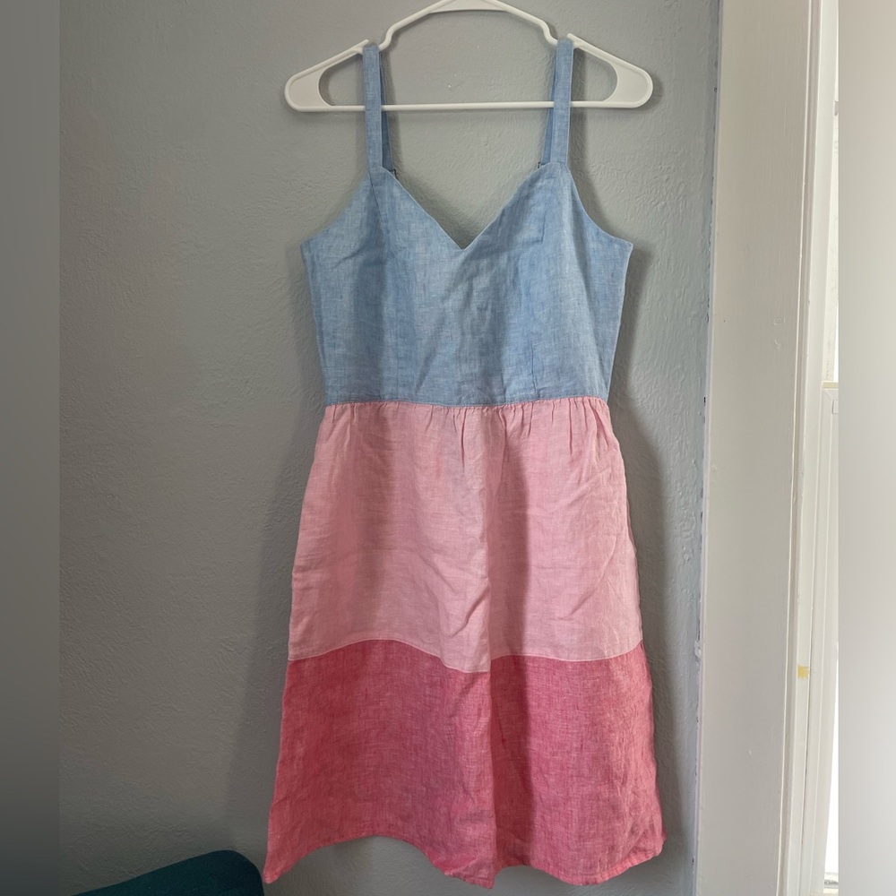 C&C California Blue and Pink Linen Dress
